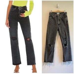 Agolde 90’s black denim jeans with frayed hem size 23 100% cotton